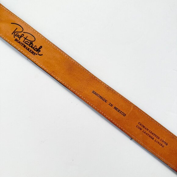 Rod Patrick Boots Mens Western Belt 1.5 in Wide Taper 46 in Brown Caiman Leather - Picture 12 of 13